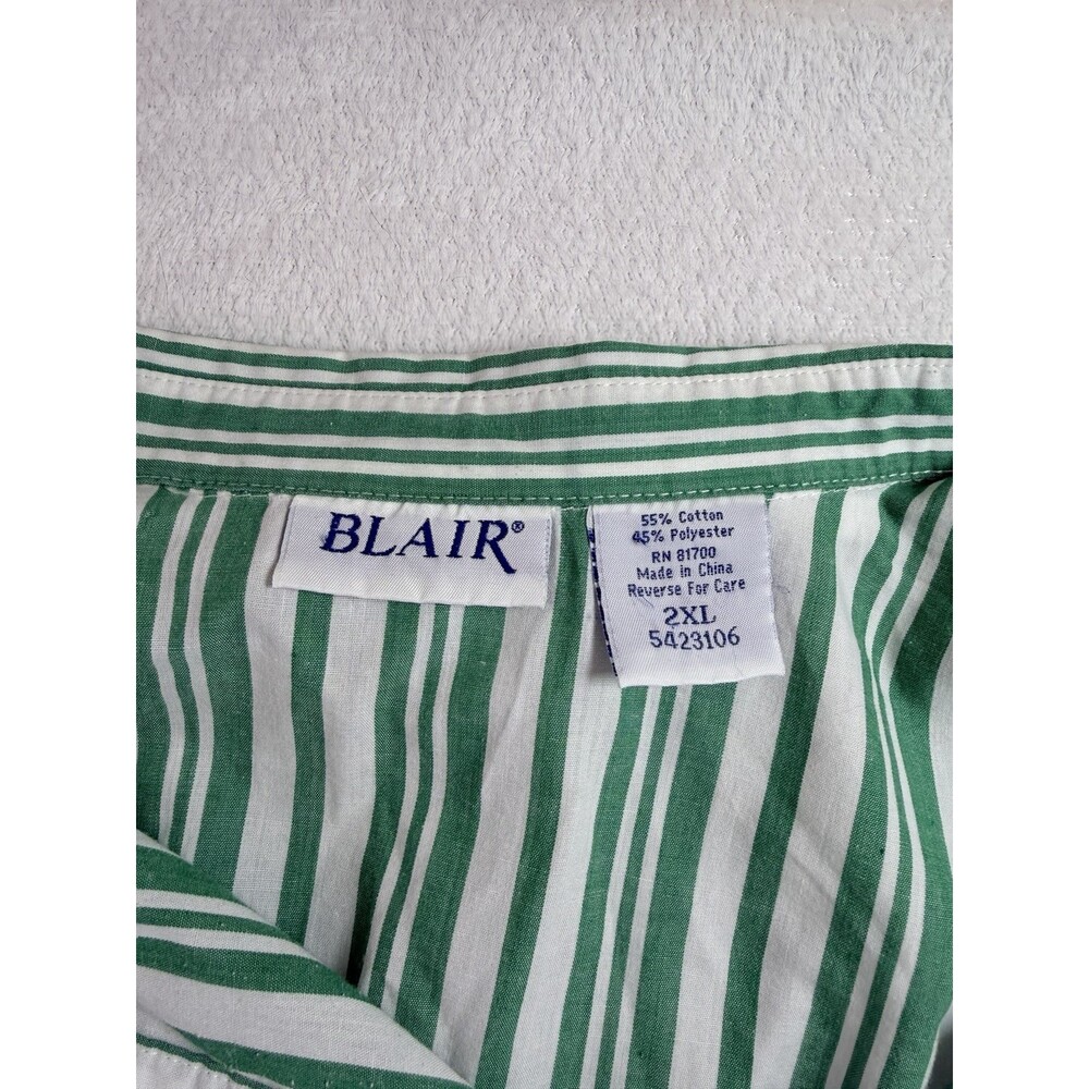 Blair Green and White striped popover tunic top 2XL - Picture 4 of 5